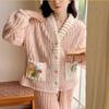 Women Thickened Warm Flannel Cardigan Pajamas V-Neck Comfortable Floral Homewear Soft Loose Loungewear Maternity Easier To Wear