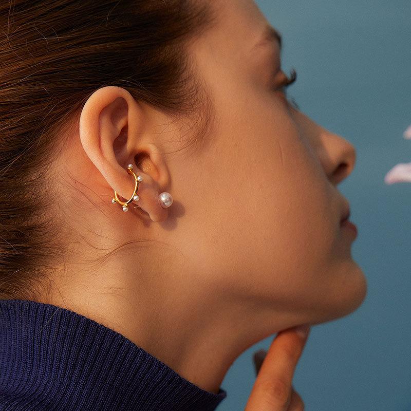 Simple small pearl without ear piercings, ear bone clip, female ins French high-end feeling, small and super fairy short simple earrings, ears