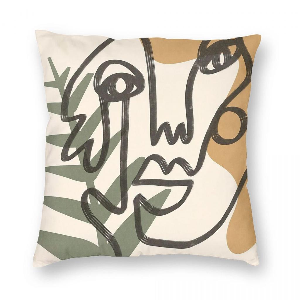Abstract Faces One Line Art Pillowcase Polyester Linen Velvet Printed Decor Throw Pillow Case Home Cushion Cover Wholesale
