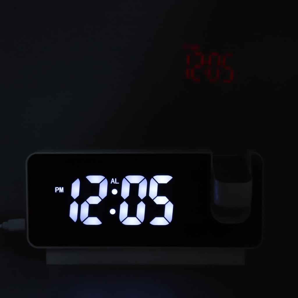Projection Digital Alarm Clock for Bedrooms USB Rechargeable White Light Snooze Function Adjustable Brightness LED Mirror Digital Alarm Clock (White