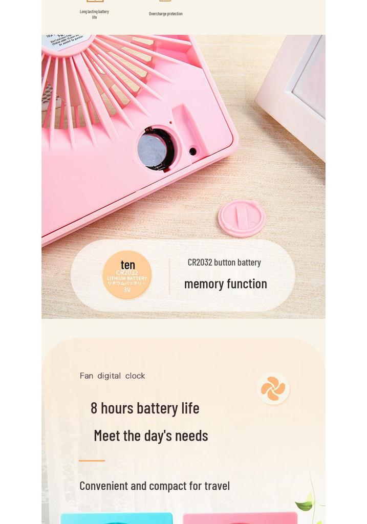 USB Rechargeable Mini Desktop & Handheld Fan - Long Battery Life, Ideal for Outdoor Use & Students