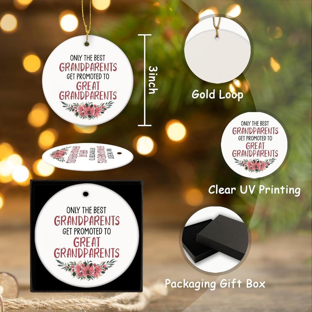Grandparents Gifts Ornament, Grandparent Gift from Grandkids, Pregnancy Announcement Promoted to Grandparents Ornament, Great Grandparent Birthday