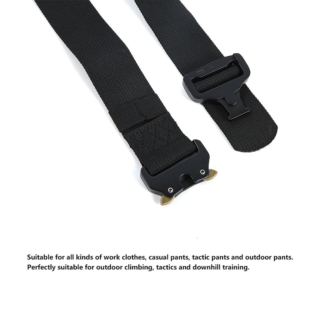 Outdoor Multi Function Military Training Nylon Buckle Belt Strap Men Waistband 3.8x125cm(Black )