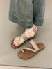 Set of toe Roman sandals 2025 summer Korean version ins style linen toe holiday beach flat cool slippers women