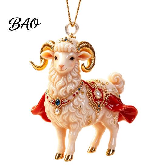 Seasonal Party Favors 2D Flat Christmas Sheep Hanging Ornament with Lanyard, Acrylic Xmas Ornaments Tree Pendant for Home Festive Decor And