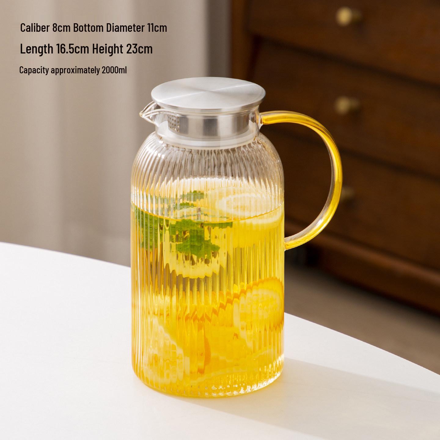 Large Capacity Glass Kettle with Vertical Stripe Handle - High Temperature Resistant and Explosion-Proof