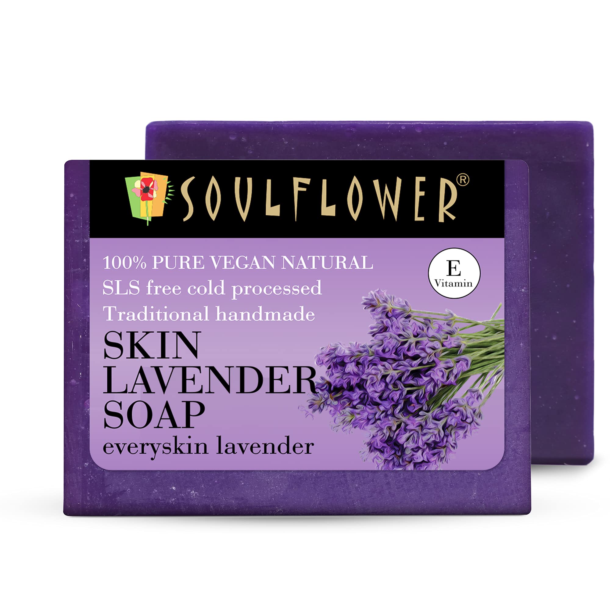 Soulflower Lavender Soap for Bath Handmade Luxury Bathing Bar |Men & Women for All Skin Types | Deep Cleansing, Soothing & Refreshing, Moisturizati