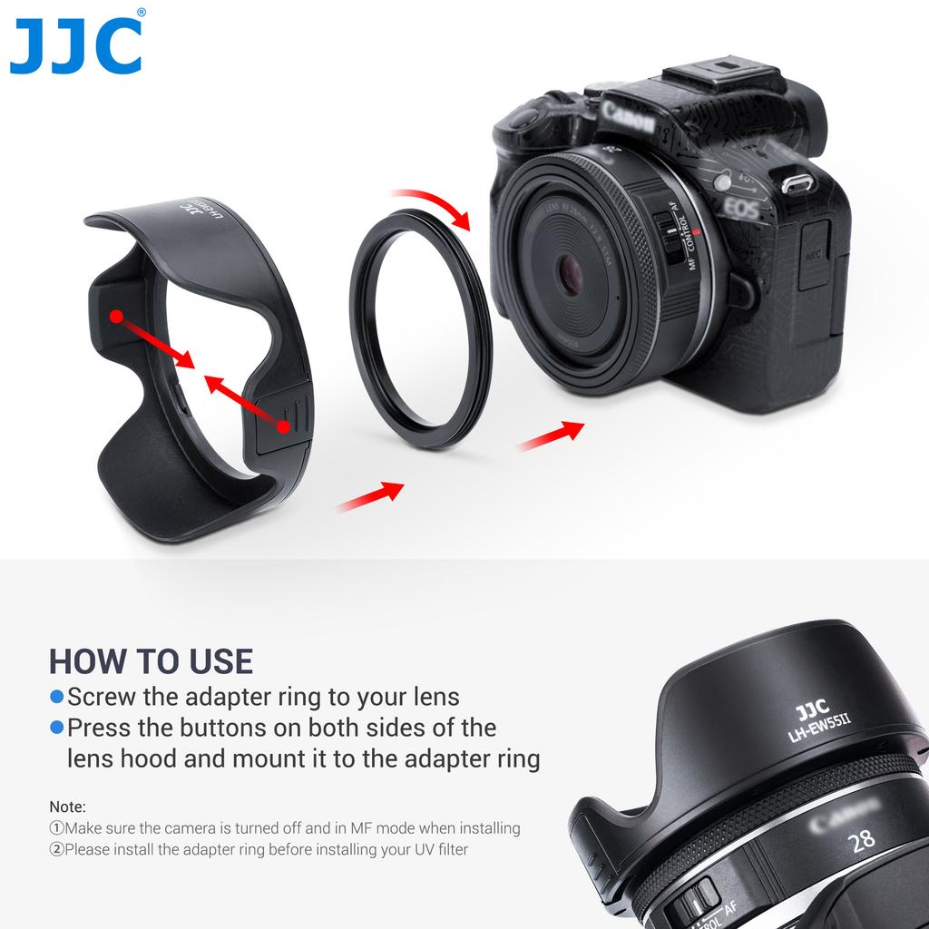 JJC Lens Hood Protector For Canon RF 28mm f/2.8 STM Lens Camera Lens Accessories Replace Canon EW-55