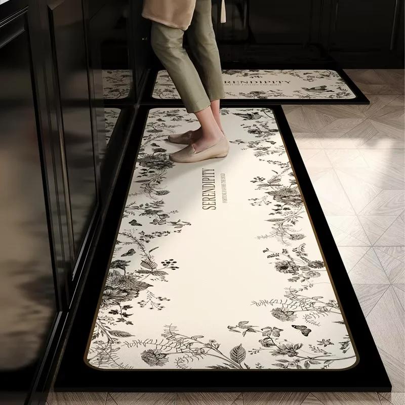 Luxury-Style Kitchen Floor Mat Set - Oil-Resistant, Water-Resistant, Absorbent, Waterproof - Home Decorative Blanket