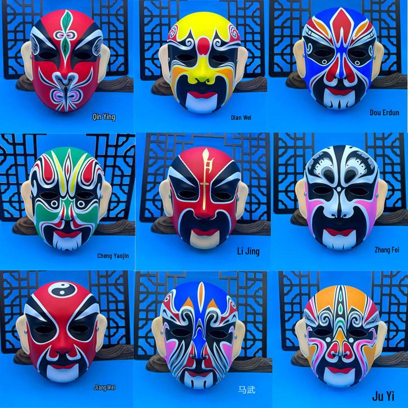 Children's Wearable Peking Opera Full Face Mask - Chinese Kindergarten Style Opera Decoration