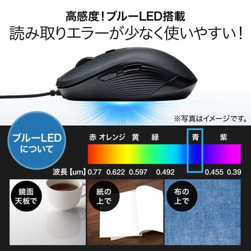 Sanwa Direct Wired Mouse Blue LED Sensor 5 Button DPI Switching Rubber Coating Red 400-MA096R