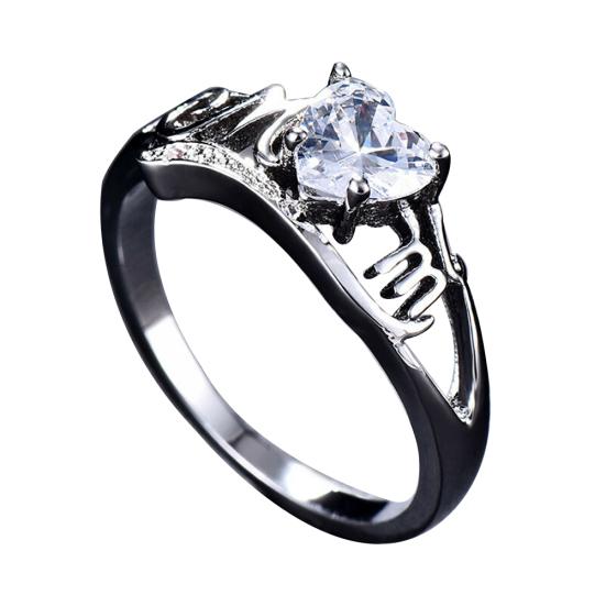 

MOM Fashion Heart Cubic Zirconia Inlaid Finger Ring Jewelry Mothers Day Gift US 7 белый