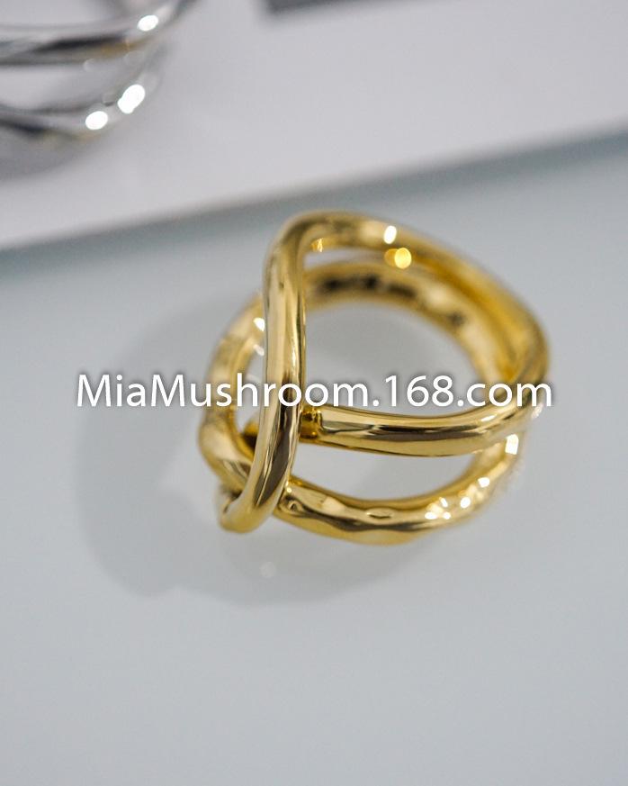 

Trendy Irregular Double-Layer Ring with Minimalist Design for Women One Size золотой