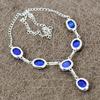 Blue Jade Gemstone Handmade 925 Sterling Silver Jewelry Necklace 18" KKG-397