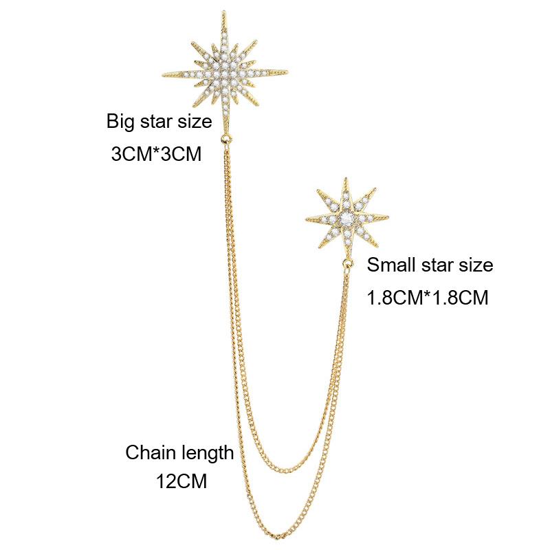 

[HF]Hot Women Men Star Chain Brooches Pins Fashion Vintage Metal Rhinestone Jewelry Pendant Women s Men s Party Brooch Gift