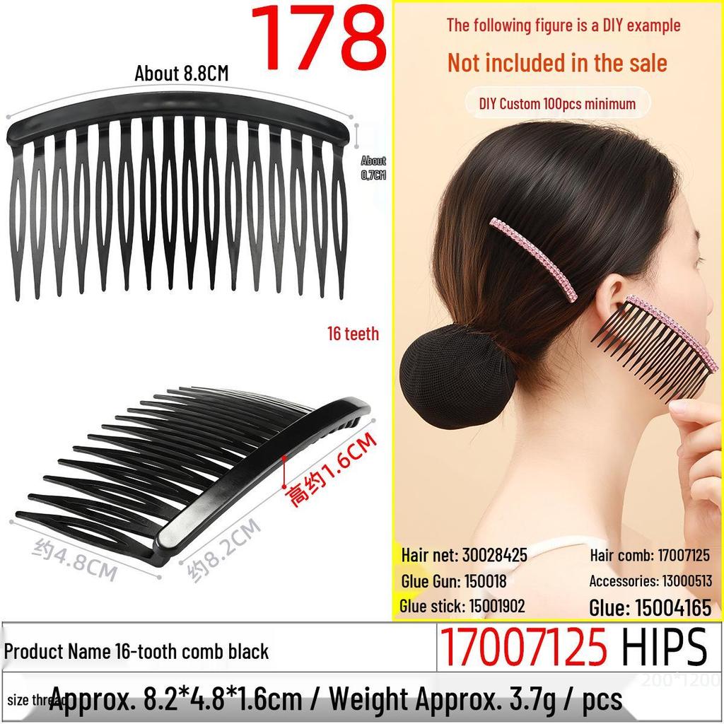 15-Tooth Flat-Head Transparent White Comb for Bangs, 7cm Flyaway Hair, DIY Accessory