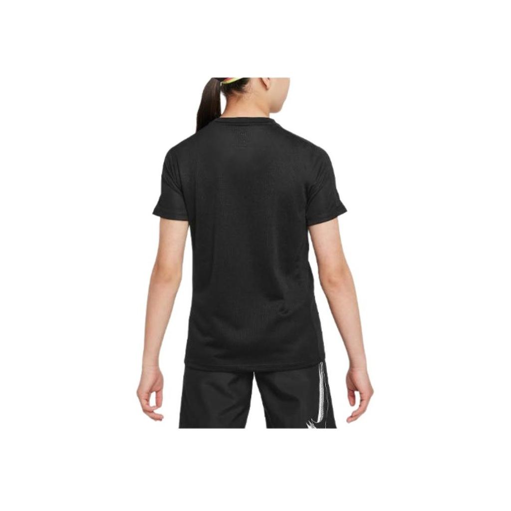 Nike Trophy23 Logo Print Round Neck Sports Short Sleeve T-Shirt Kids Tops Black FD3965-010