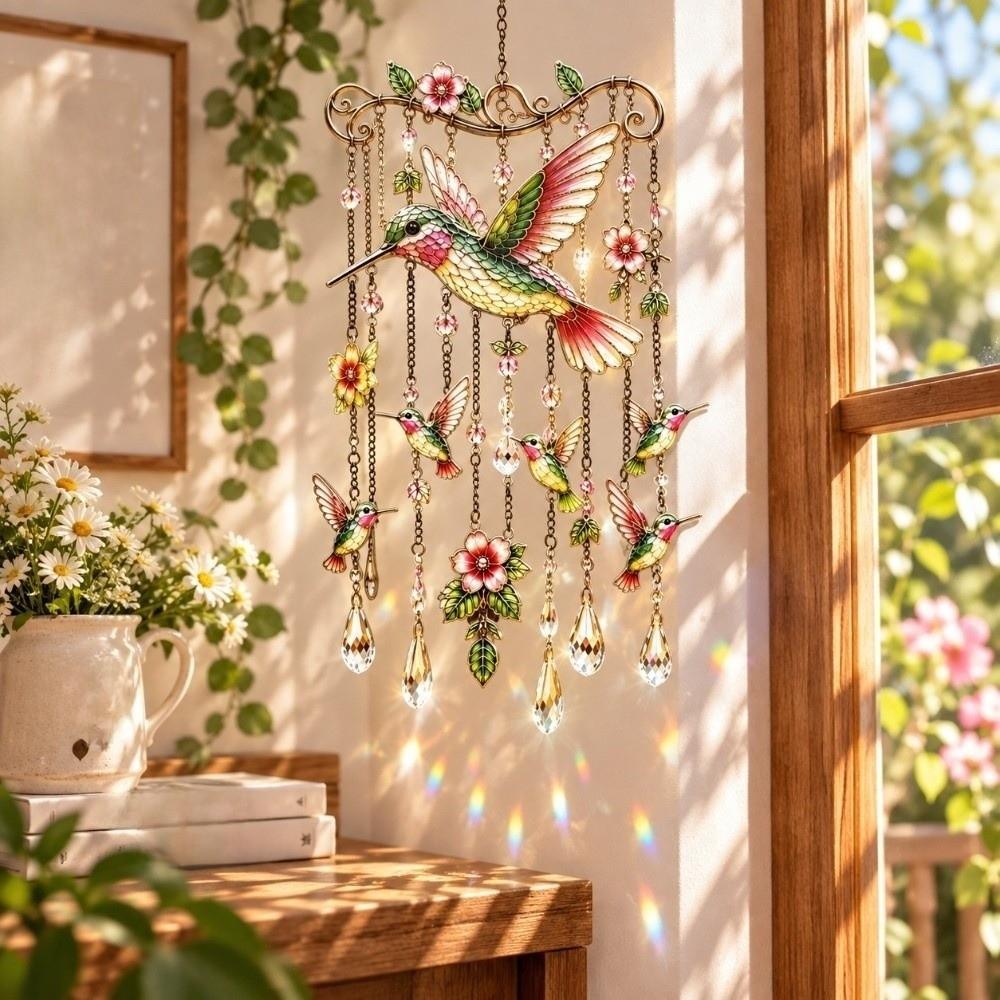 Bunte Vogel-Hängeornamente 2D Flach Hausdekoration Bastelarbeiten Kolibri Windspiel Hof