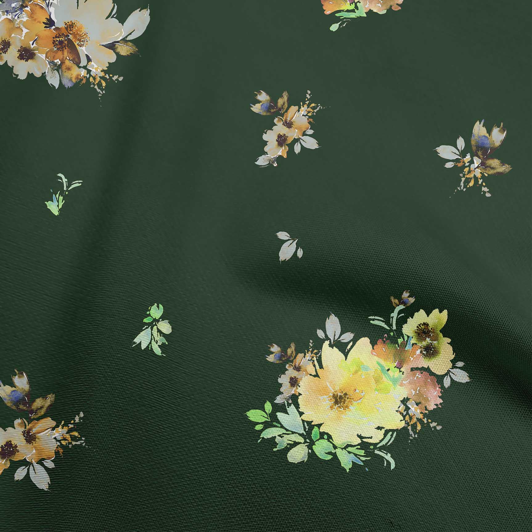 

oneOone Cotton Flex сірувато-фіолетова тканина з квітковим малюнком для шиття Тканина з принтом у дворі 40 дюймів 42 Inch Wide - Viscose Chiffon темно-зелений колір