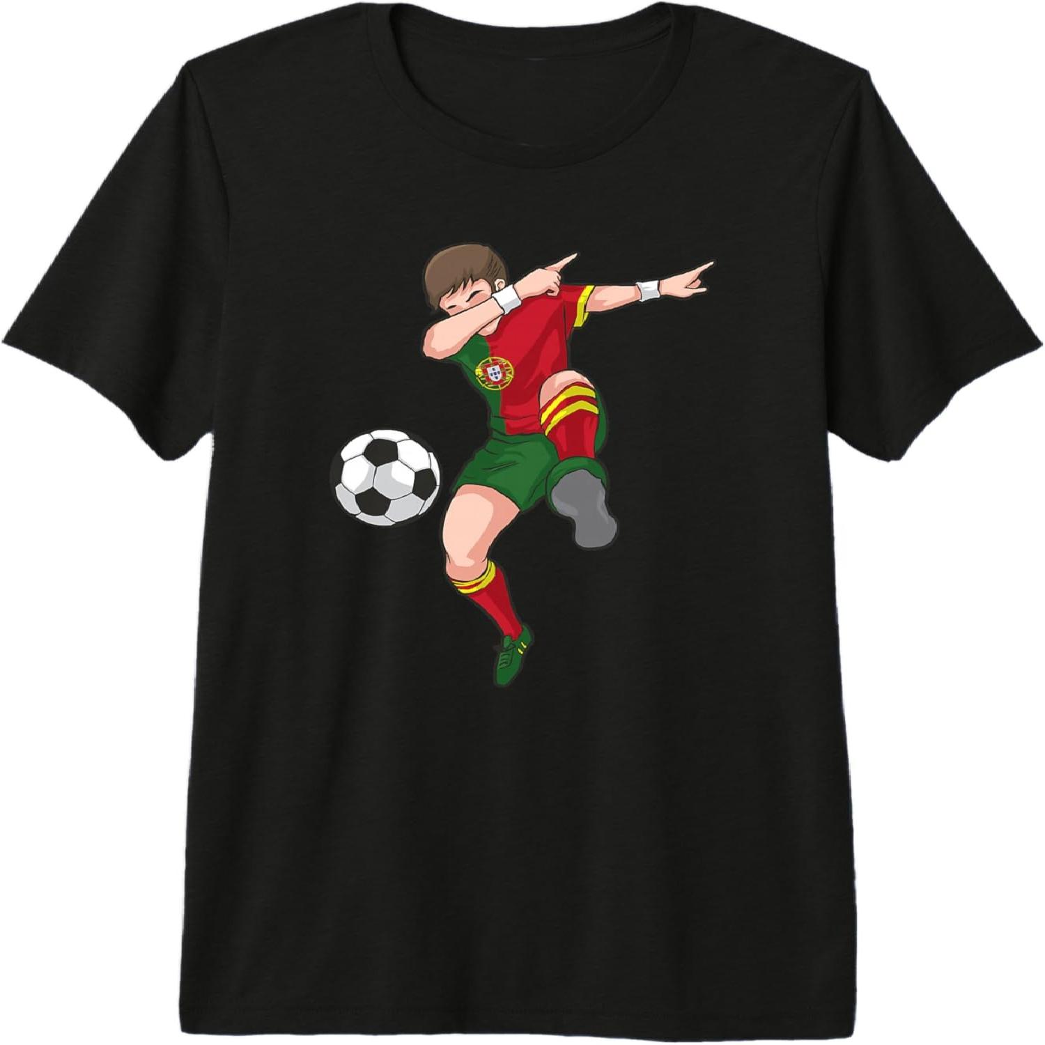 Dabbing Soccer Boy Portugal Football Shirt Portuguese Gift Premium Tri-Blend T-Shirt S