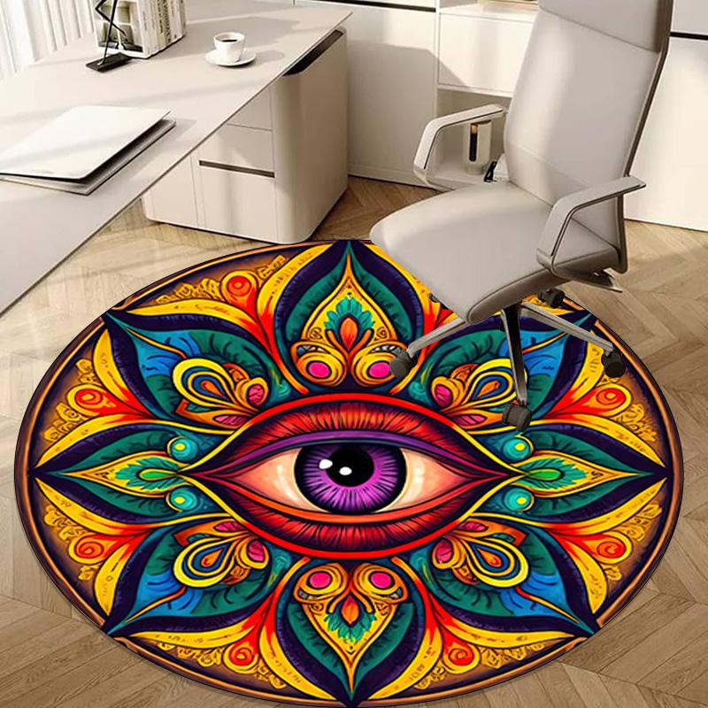 Psychedelic Eye  Circular Rug Office Decorative Carpet For Living Room Bedroom Door Mat Floor Rug Computer Chair Area Rug Viking Theme Decor