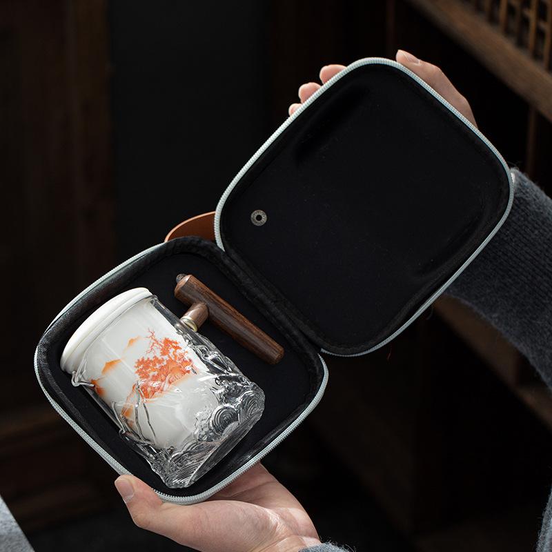 Travel Kung Fu Tea Set Glass Brewing Teapot Teacup Portable Bag Ceramic Kuaike Cup Outdoor One Pot Three Cups