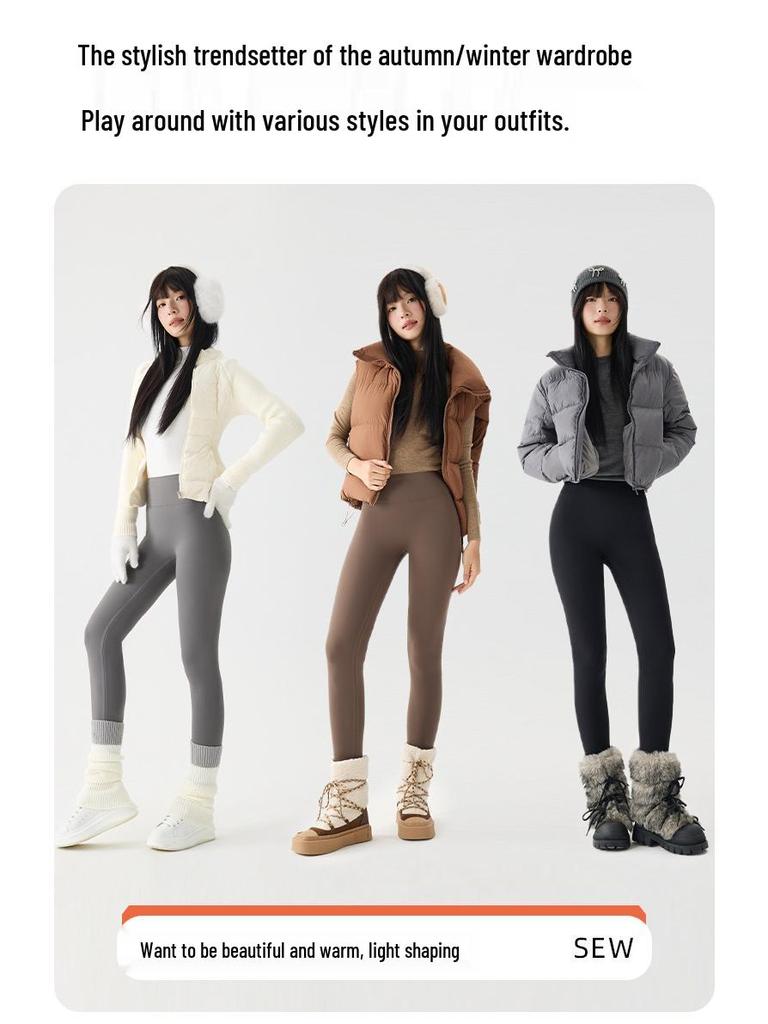 Damen Shark Slim-Fit Samtgefütterte Warme Baumwoll-Yogahose - Herbst/Winter Kollektion 2025