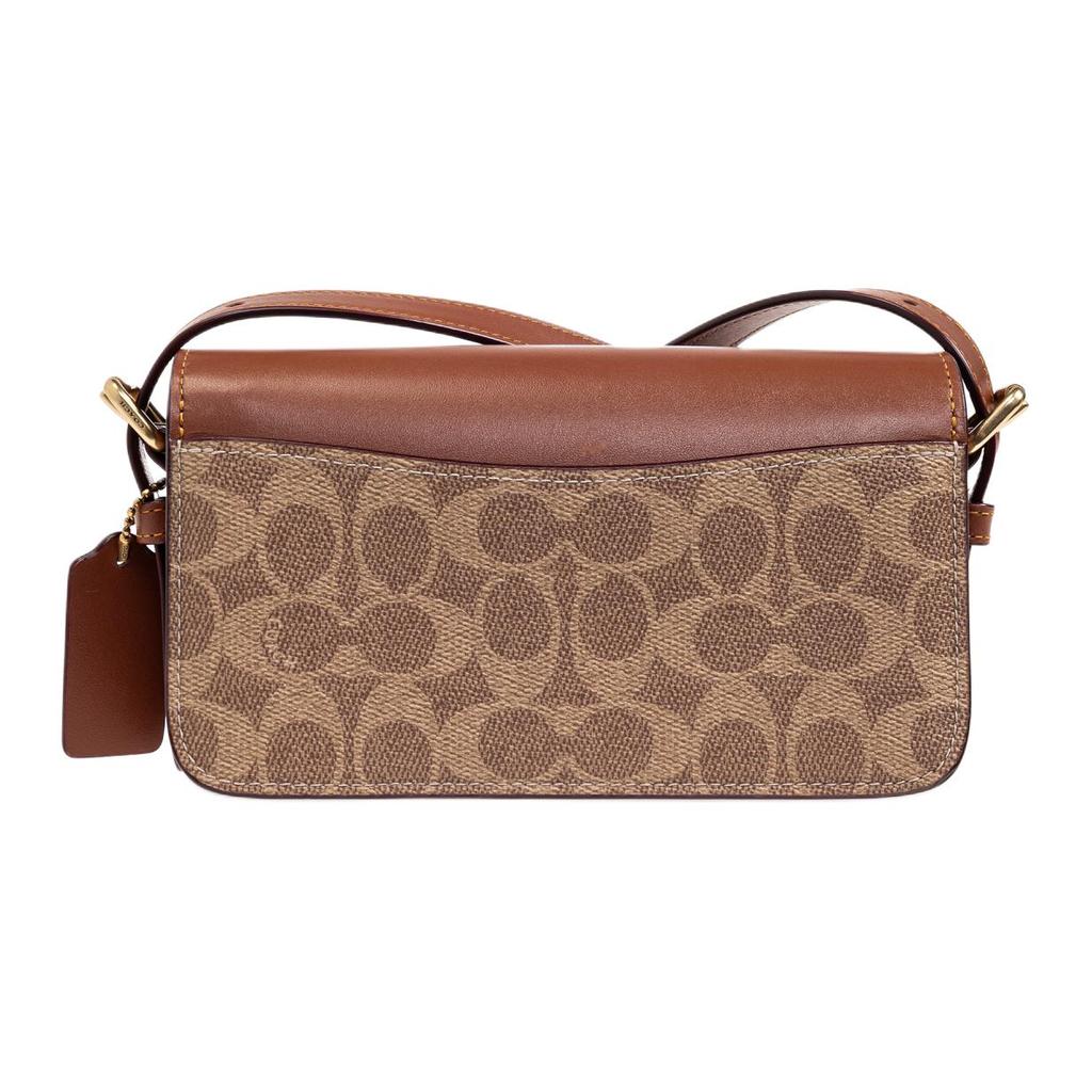 Coach 19 Signature Pattern Printed Leather Shoulder Bag Small Women Shoulder Bag Brown CAM19-B4XHG