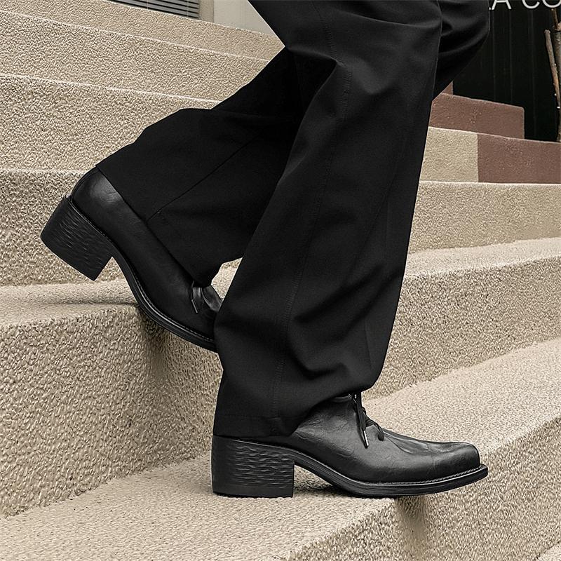 2025New Genuine Leather Casual Derby Shoes Men British Style Comfy Platform Lace-up Business Shoe Handmade Designer Tooling Shoe