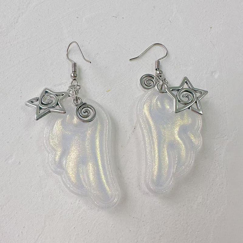 Y2K Angel Wings Earrings For Women Resin Ear Clips Ear Hooks  Party Jewelry Gift