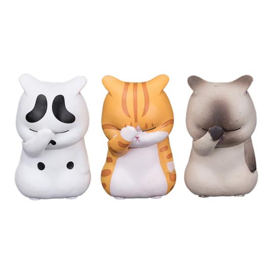 1/3Pcs Covering Face Cartoon Cat Ornament PVC Mini Kitten Figurine Statue Animal Sculpture Model Home Office Desktop Decoration