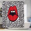 Hippie Lip Print Shower Curtain Waterproof Bathroom Decor Modern Design Black White Red Pattern 3D Printed Fabric Shampoo Bottle