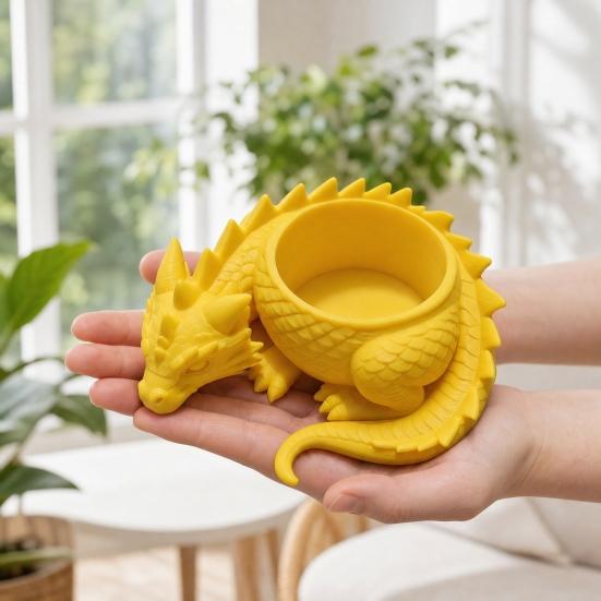Drukarka 3D Doniczka, Kształt Smoka w Bajkowym Stylu z Oddychającym Designem, Mały Pojemnik na Rośliny do Wystroju Domu