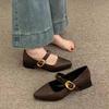 Comfortable temperament soft sole thick heel leather surface single shoes new niche design Mary Jane
