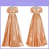 Elegante Vestido de Baile Regência de Cintura Império Vitoriano Vintage