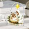 1pc Heart-Shaped Acrylic Nativity Scene Tabletop Decor - Mary & with Cow & Star of Bethlehem, Ornament for Christmas