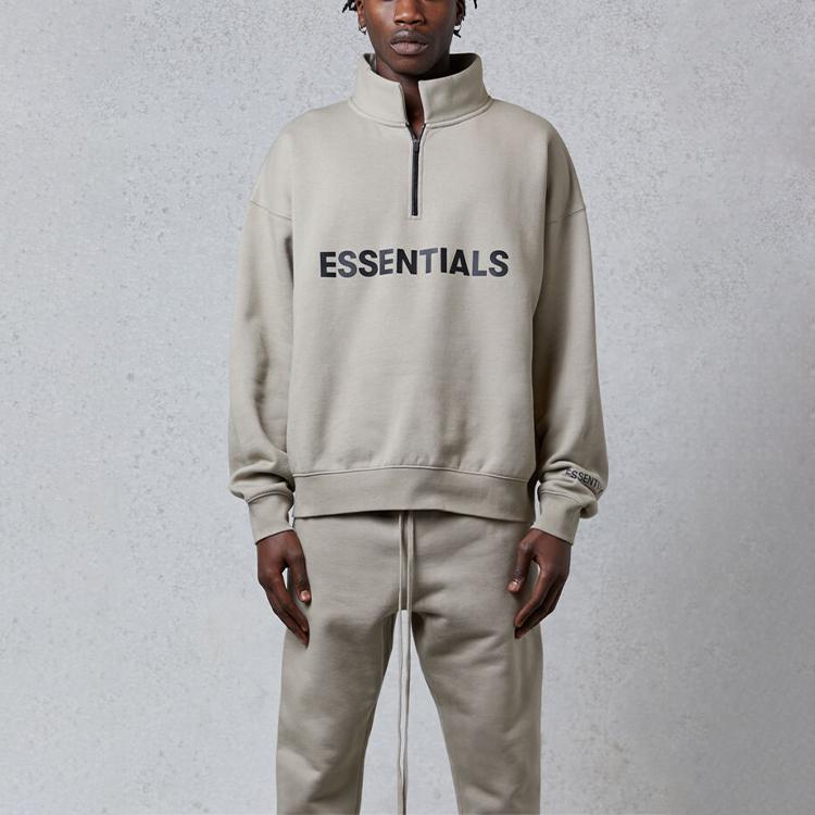 Fear of God Essentials FW20 Half Zip Fleece Sweatshirt Unisex Tops Olive FOG-FW20-200