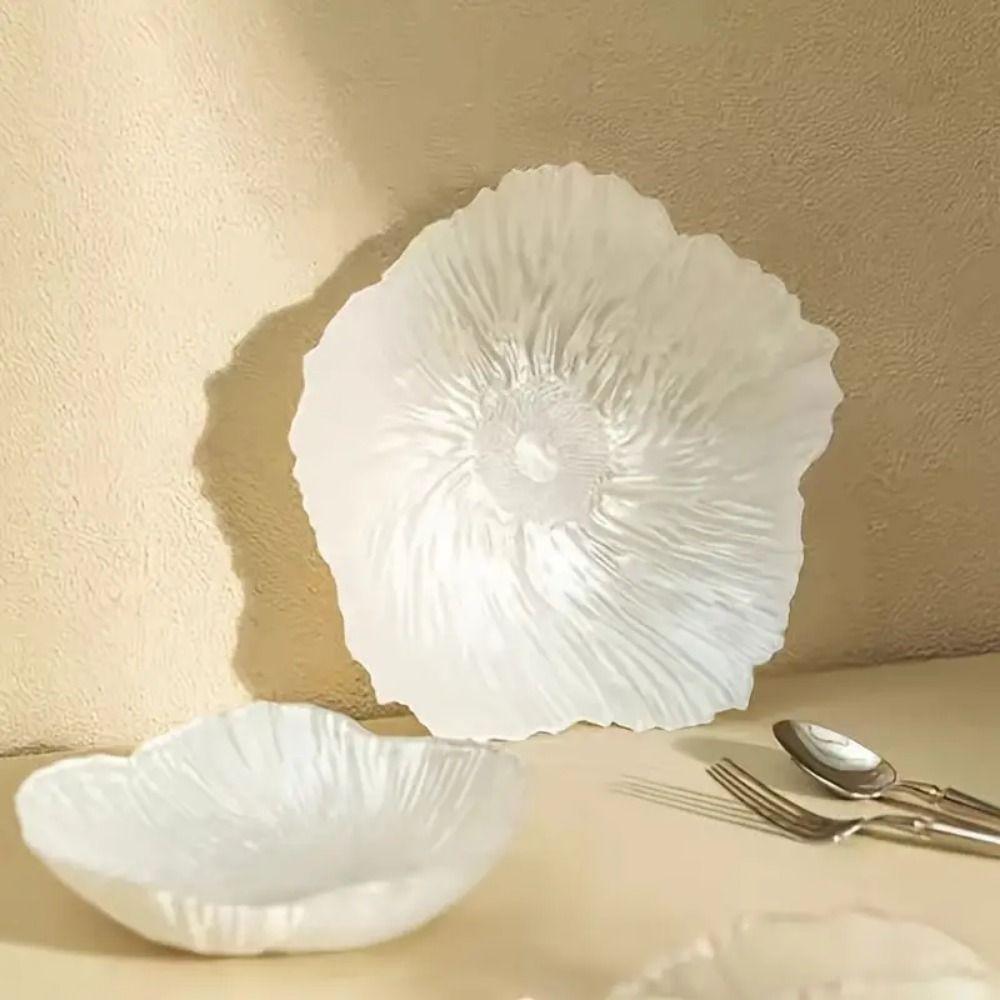 Flower-shaped Art Glass Bowl Crystal Glass Candy Tray Trinket Fruit Plates Bowl  Bread
