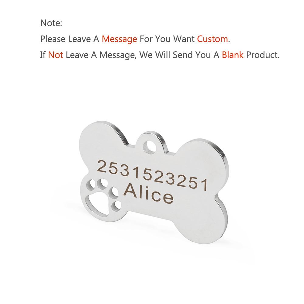 

Hollow Out Bone Pet Dog DIY Custom Anti-Lost Personalized Name Cat Collar Pet Pendant Necklace Chain Accessory S 25X17mm