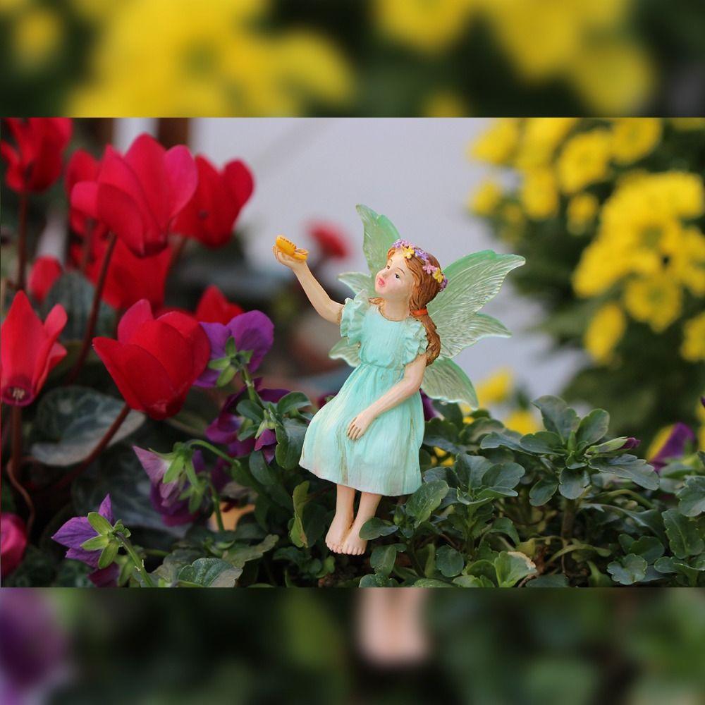 Cute Fairy Statue Resin Bonsai Inserts Fairy Tale Ornaments Miniature Sculptures Courtyard