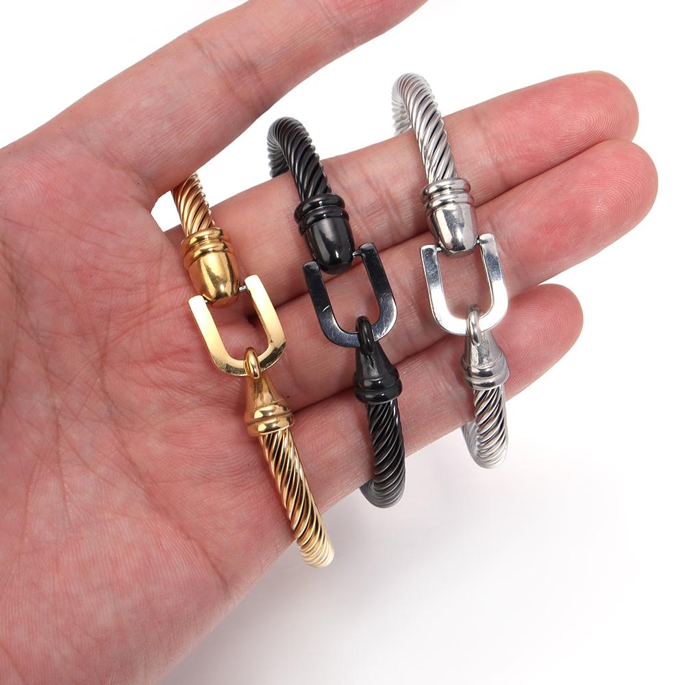1 Stück 64mm Edelstahl Armband Schwarz Gold Rohr Seil Haken Hufeisen Schnalle Verbindung DIY Herren Damen Armband Geschenk Zubehör