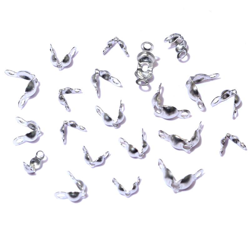 200pcs Stainless Steel Connector Clasp Ball Chain Calotte End Crimps Beads Connector Components DIY Jewelry Making Accessories