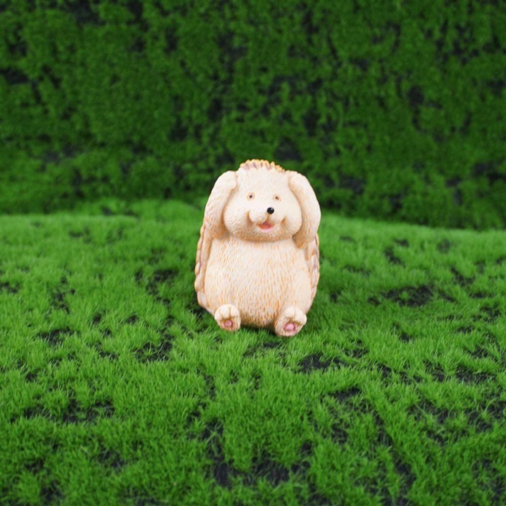 3pcs Cartoon Hedgehog Statue Resin Miniatures Figurine Crafts Animal Sculpture  Gift