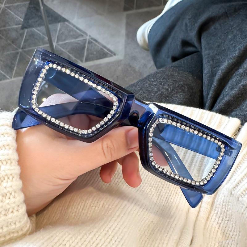 Gafas de Sol Cuadradas de Lujo con Diamantes No Polarizadas para Mujer Moda Punk Pedrería Gafas de Sol Femeninas Brillantes y Sexys