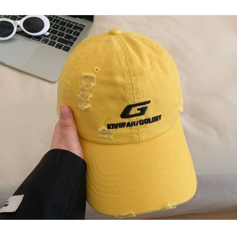 Korean Style Embroidered G Letter Baseball Cap With Extended Brim For Casual Women жёлтый