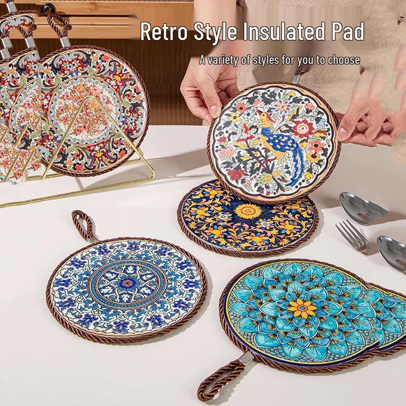 Miaojiayi Retro Heat-Resistant Pot Holder Mats, 6-Pack