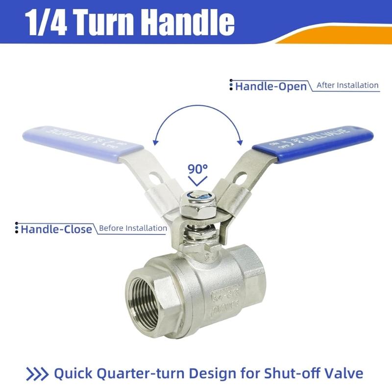 Stainless Steel Ball Valves Metal Threaded Water Pipe Connector 3/4inch Garden Hose Shut Close Valves Water Pipe Fitting