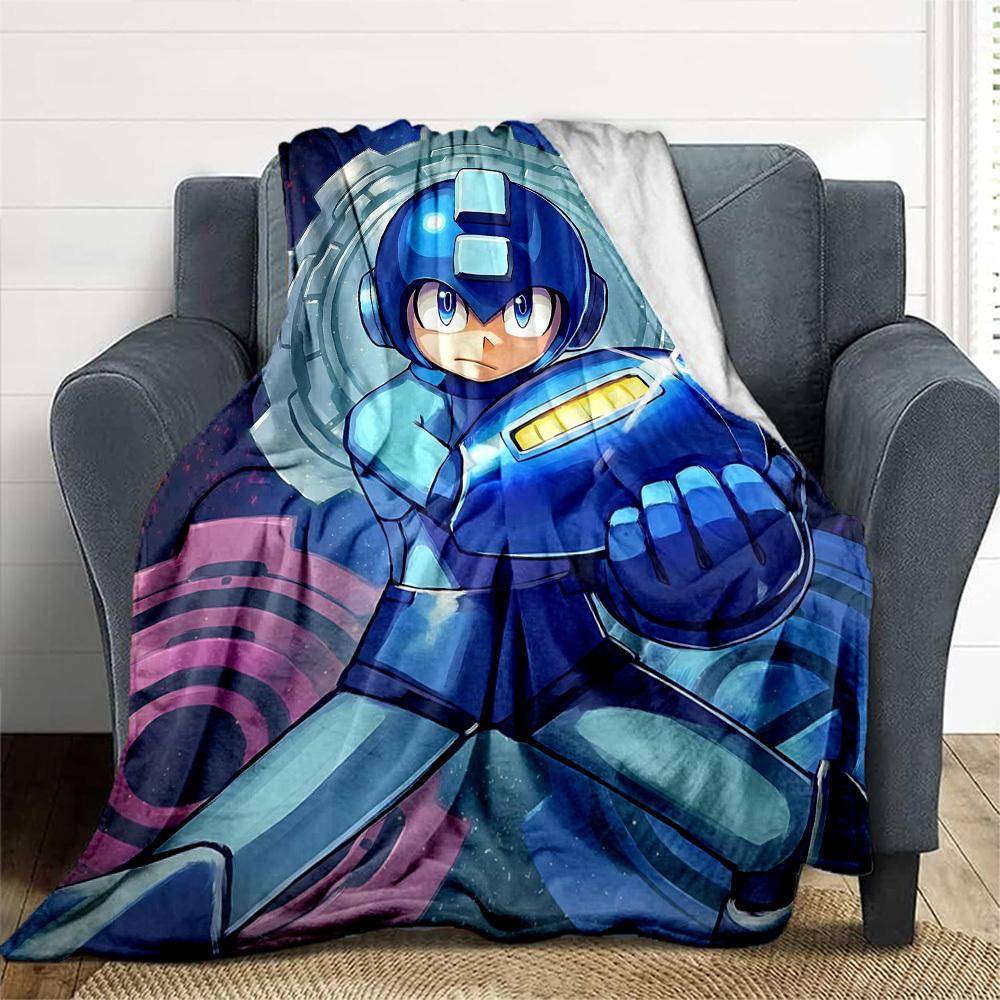 1pc Mega Man, Robotics All-Season Comfort, Outdoor Flannel Blanket - Soft, Warm & Cozy for Naps, Camping & Travel 026