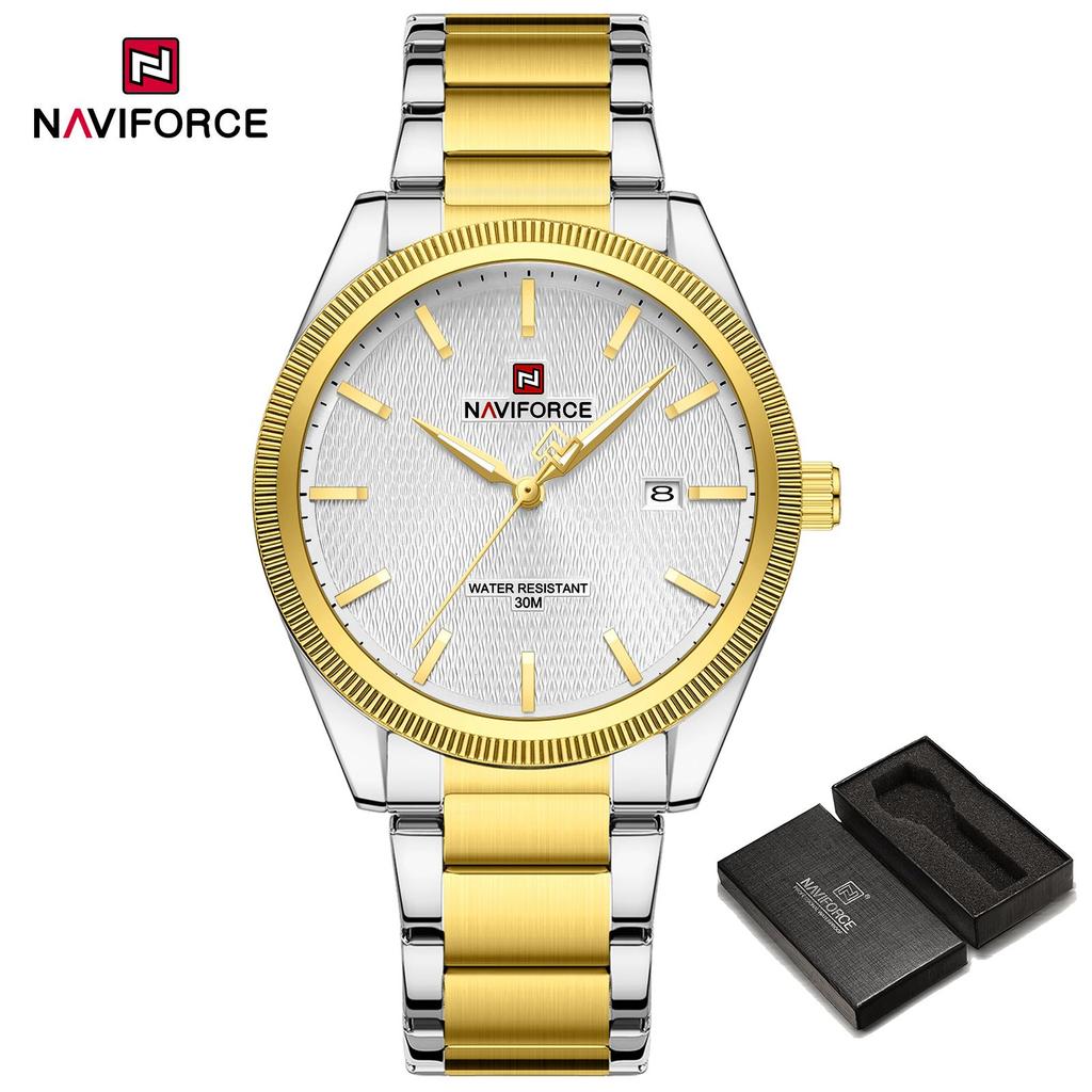 Naviforce Original Simple Men Watch Calendar Quartz Movement Luminous Pointer Waterproof 3ATM Stainless Steel Strap Men Watch NF9276S