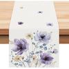 Bonhause Watercolor Floral Table Runner 13x72 Inch Lilac Purple Brown Flowers Seasonal Summer Kitchen Dinning Table Decoration for Indoor Outdoor